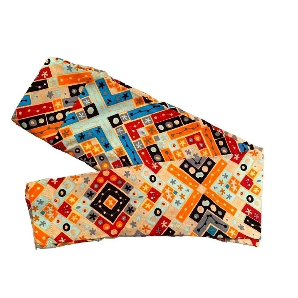 0662 LulaRoe Kids Leggings S/M Squares and X’s Print Orange and Cream New